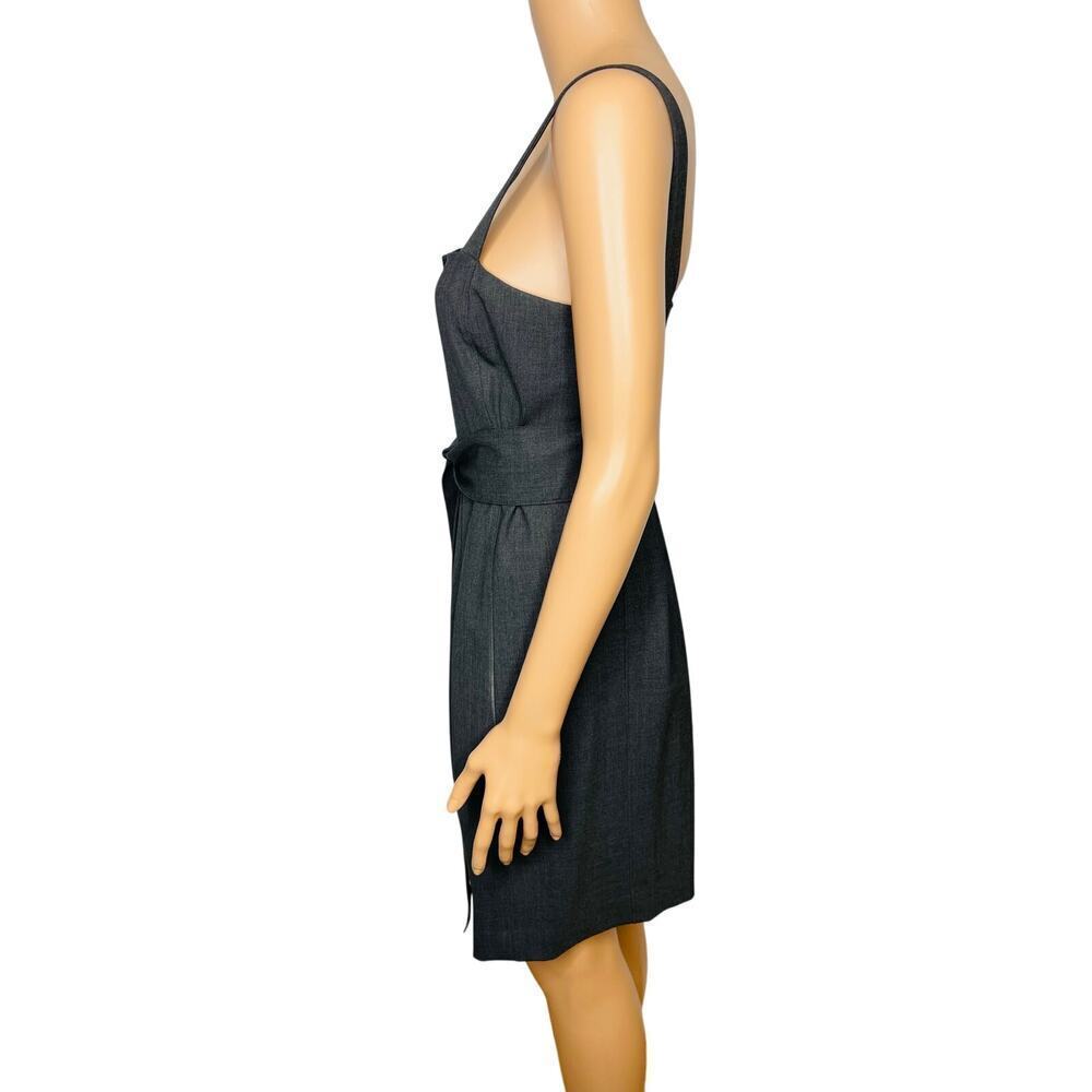 Theory Kantarai Button Down Dress Size 4 Gray BeltedSleeveless Wool Blend - Picture 3 of 9